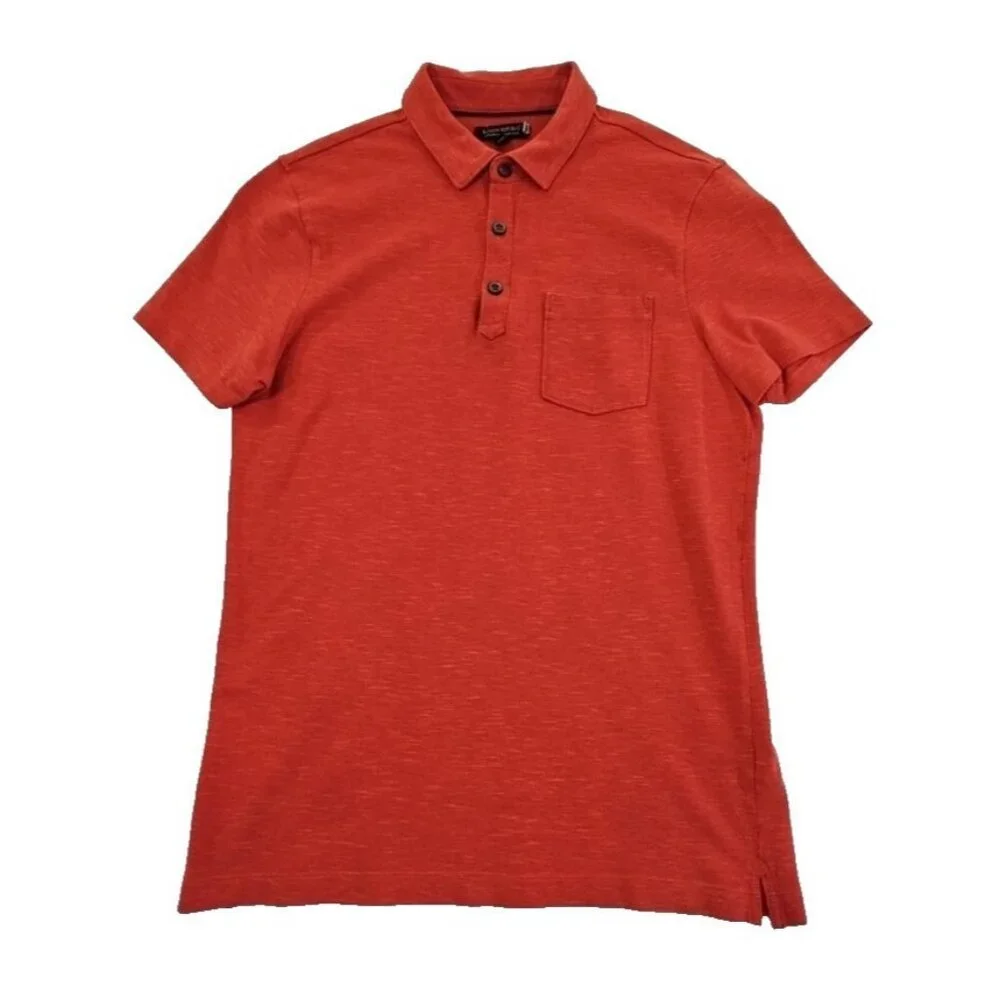 Banana Republic Performance‎ Pique Polo Men's Medium Orange Slubby Cotton EUC LN